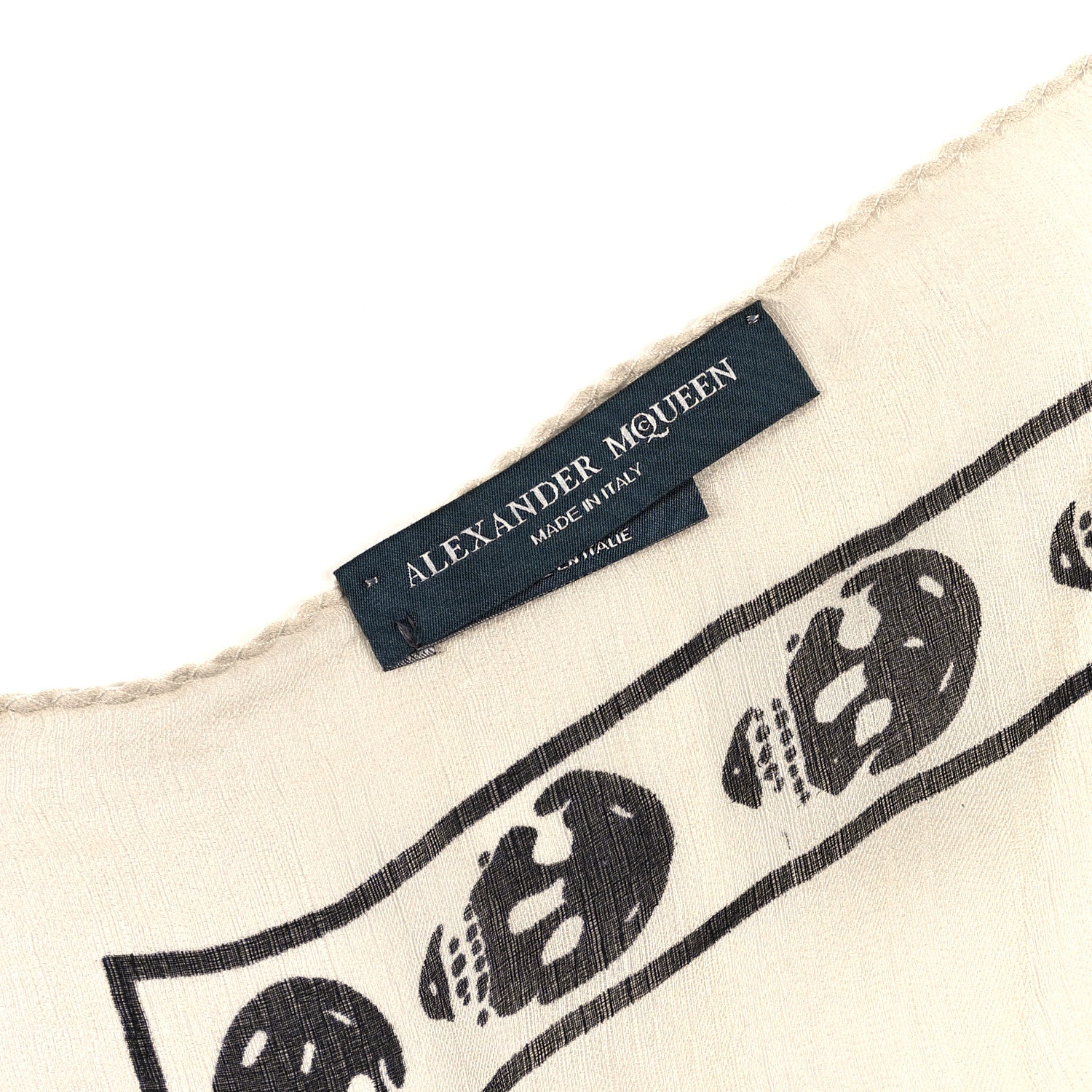 Alexander McQueen Silk Chiffon Skull Scarf Ivory Black 3 of 4