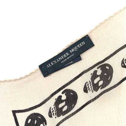 Alexander McQueen Silk Chiffon Skull Scarf Ivory Black 3 of 4