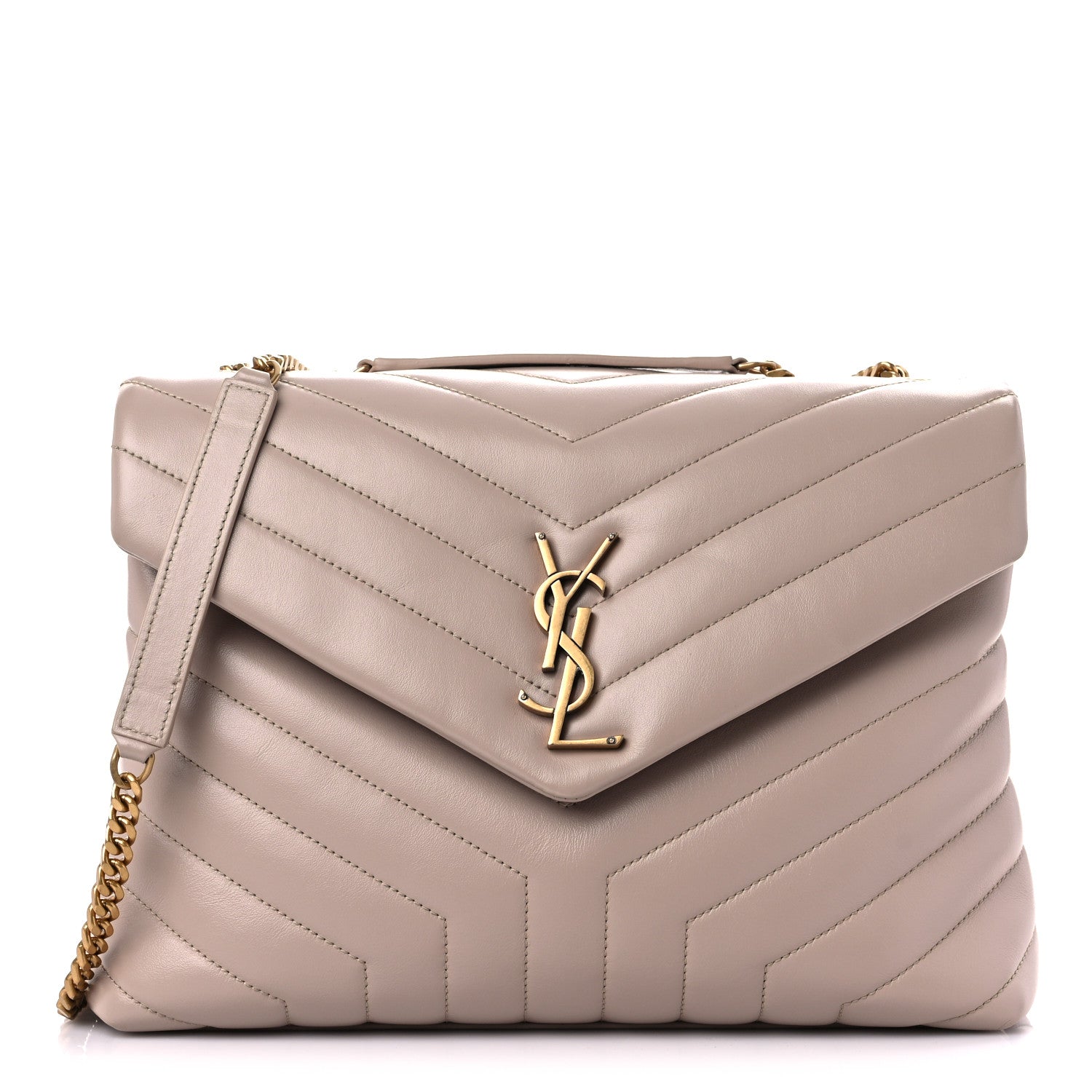 Saint Laurent Calfskin Y Quilted Monogram Medium Loulou Chain Satchel Light Natural 1 of 13