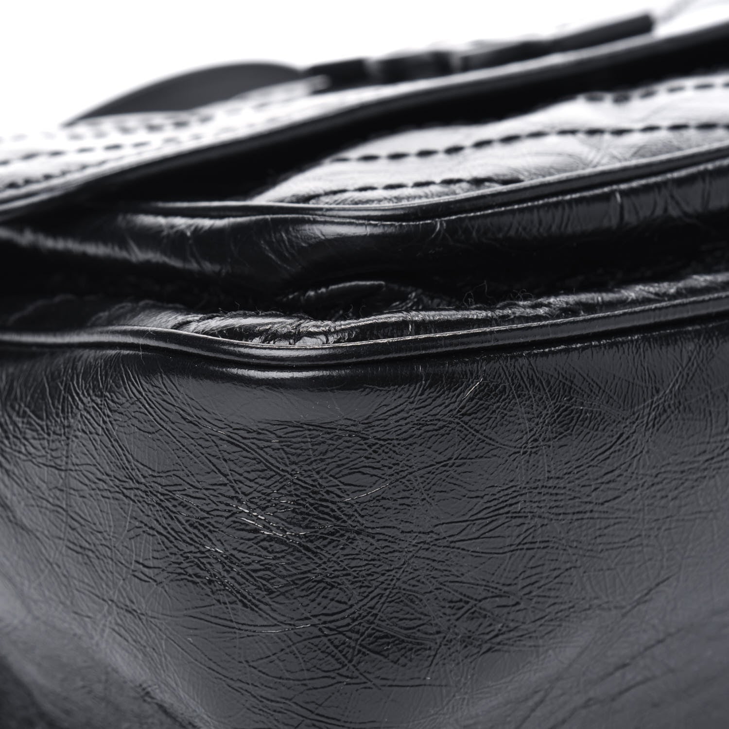 Saint Laurent Crinkled Calfskin Matelasse Monogram Medium Niki Chain Satchel Black 9 of 14