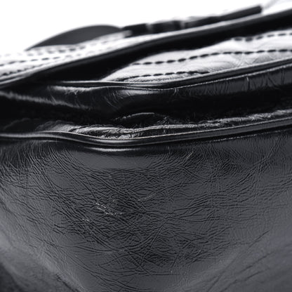 Saint Laurent Crinkled Calfskin Matelasse Monogram Medium Niki Chain Satchel Black 9 of 14