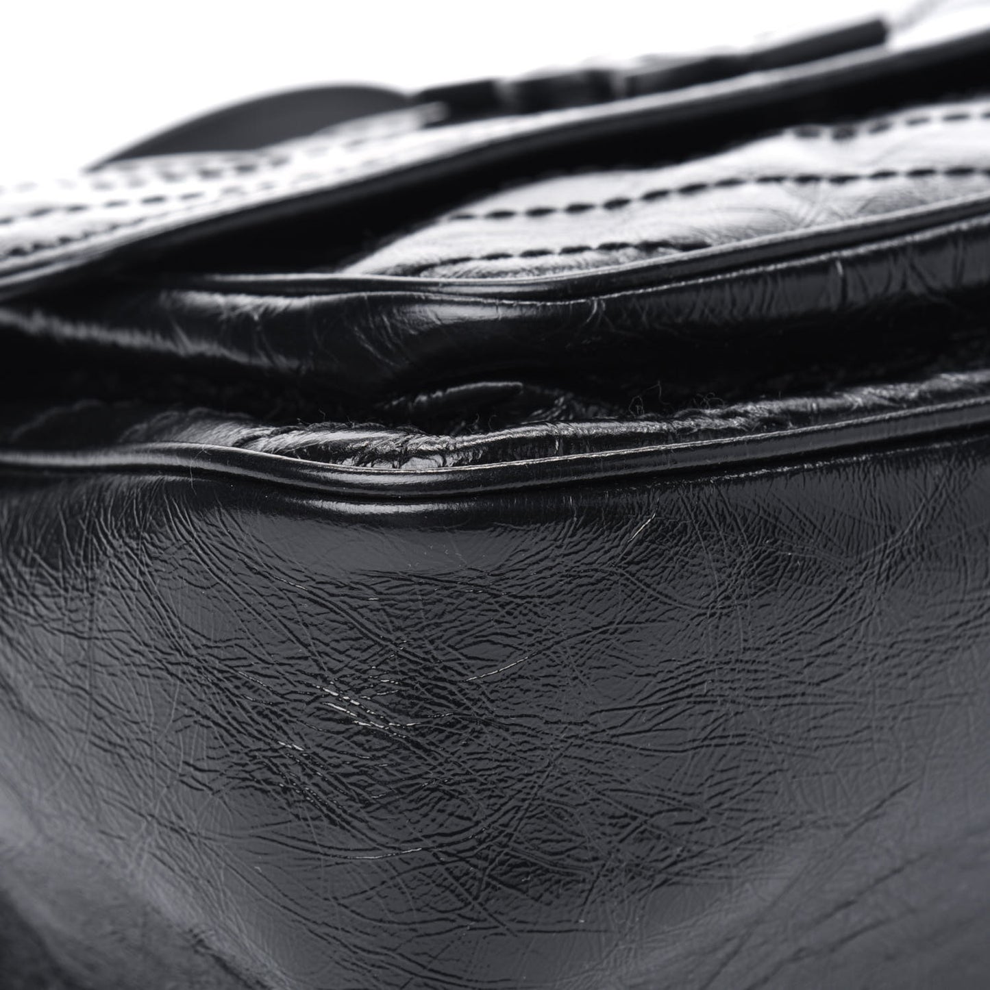 Crinkled Calfskin Matelasse Monogram Medium Niki Chain Satchel Black
