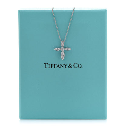 Tiffany Platinum Diamond Illusion Cross Pendant Necklace 8 of 8