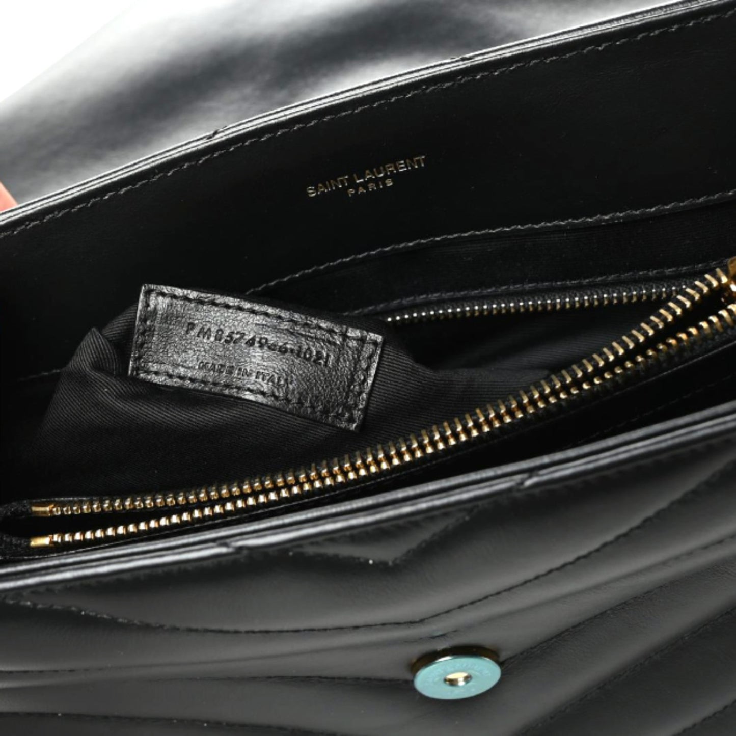 Calfskin Y Quilted Monogram Medium Loulou Chain Satchel Black