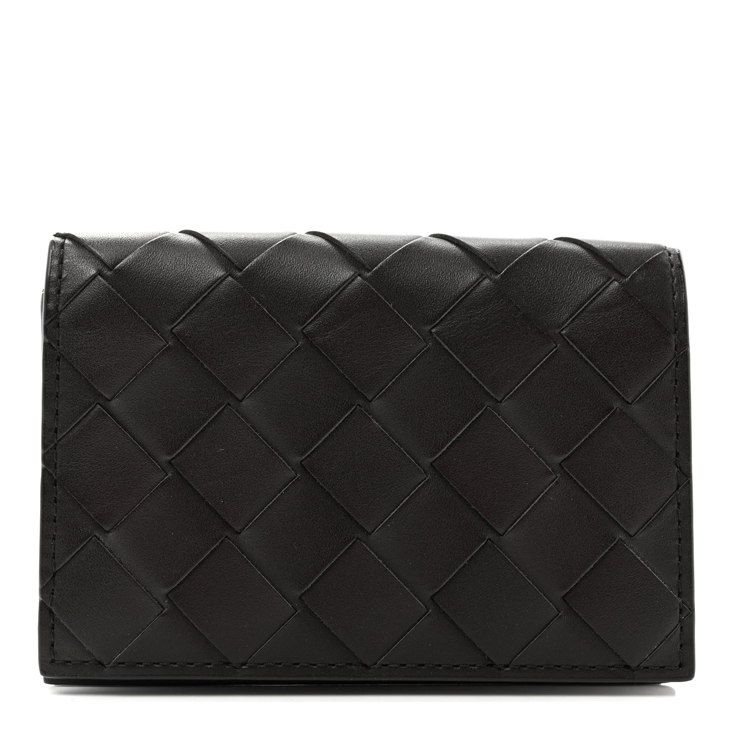 Nappa Intrecciato Business Card Case Ebano