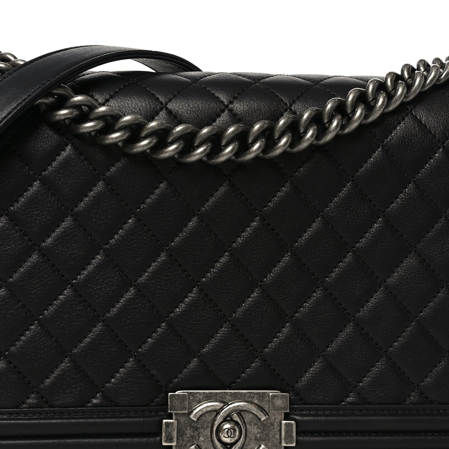 Calfskin Quilted New Medium Boy Flap Black
