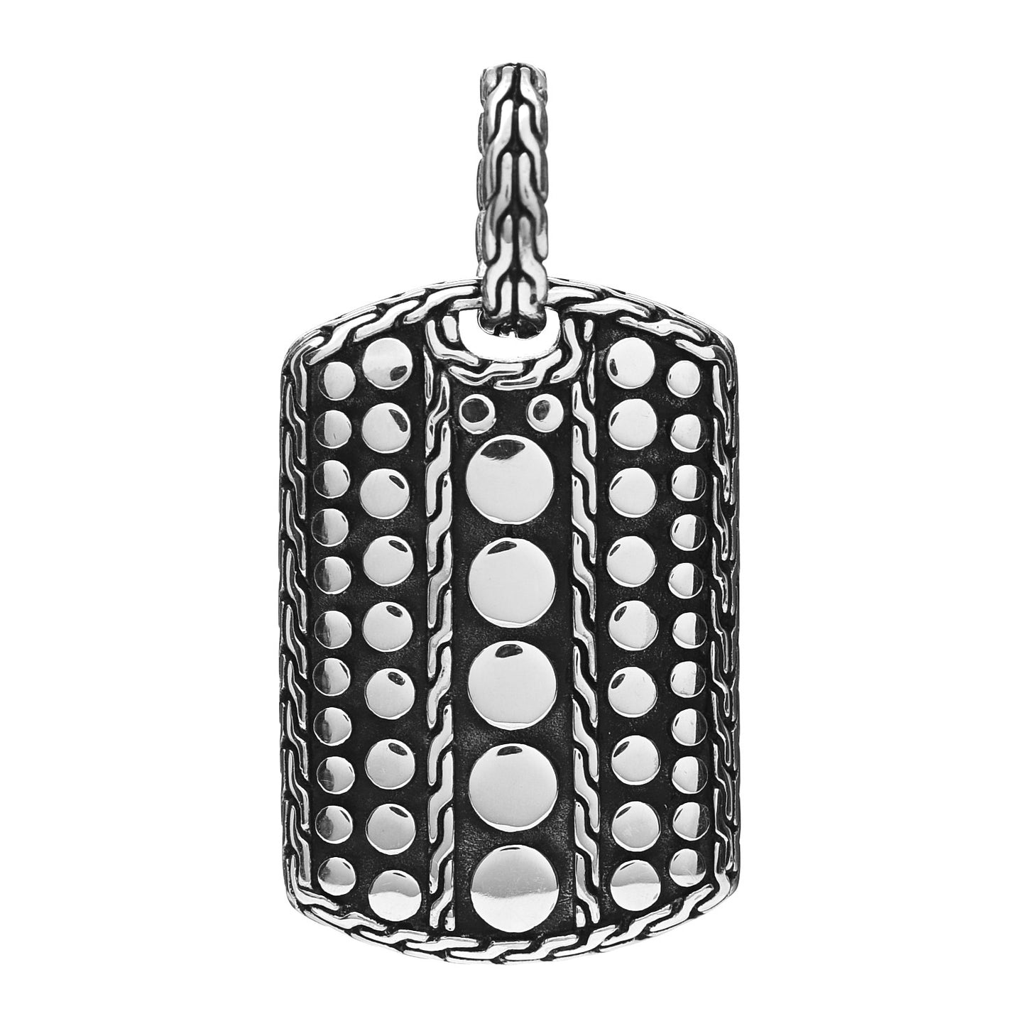 Sterling Silver Dot Dog Tag Pendant