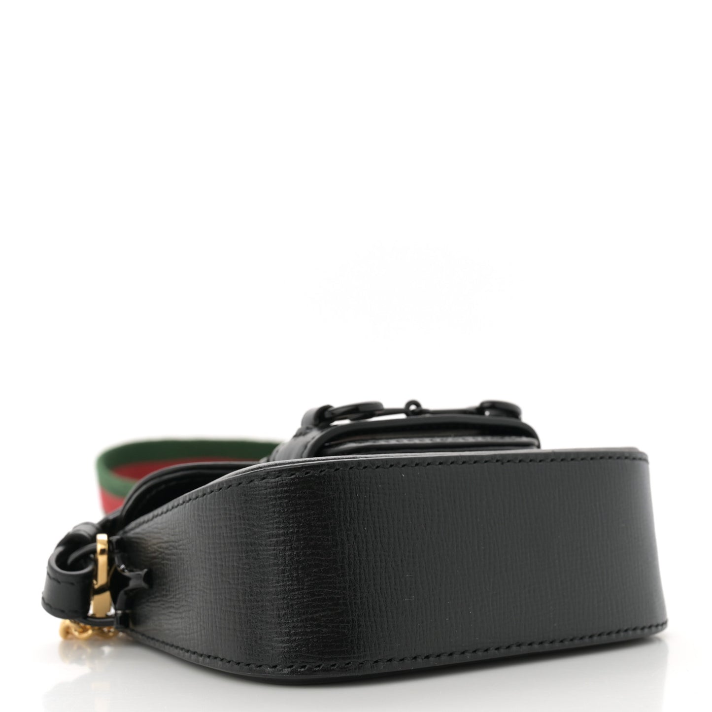 Azalea Calfskin Web Monochrome Horsebit 1955 Wallet On Strap  Black