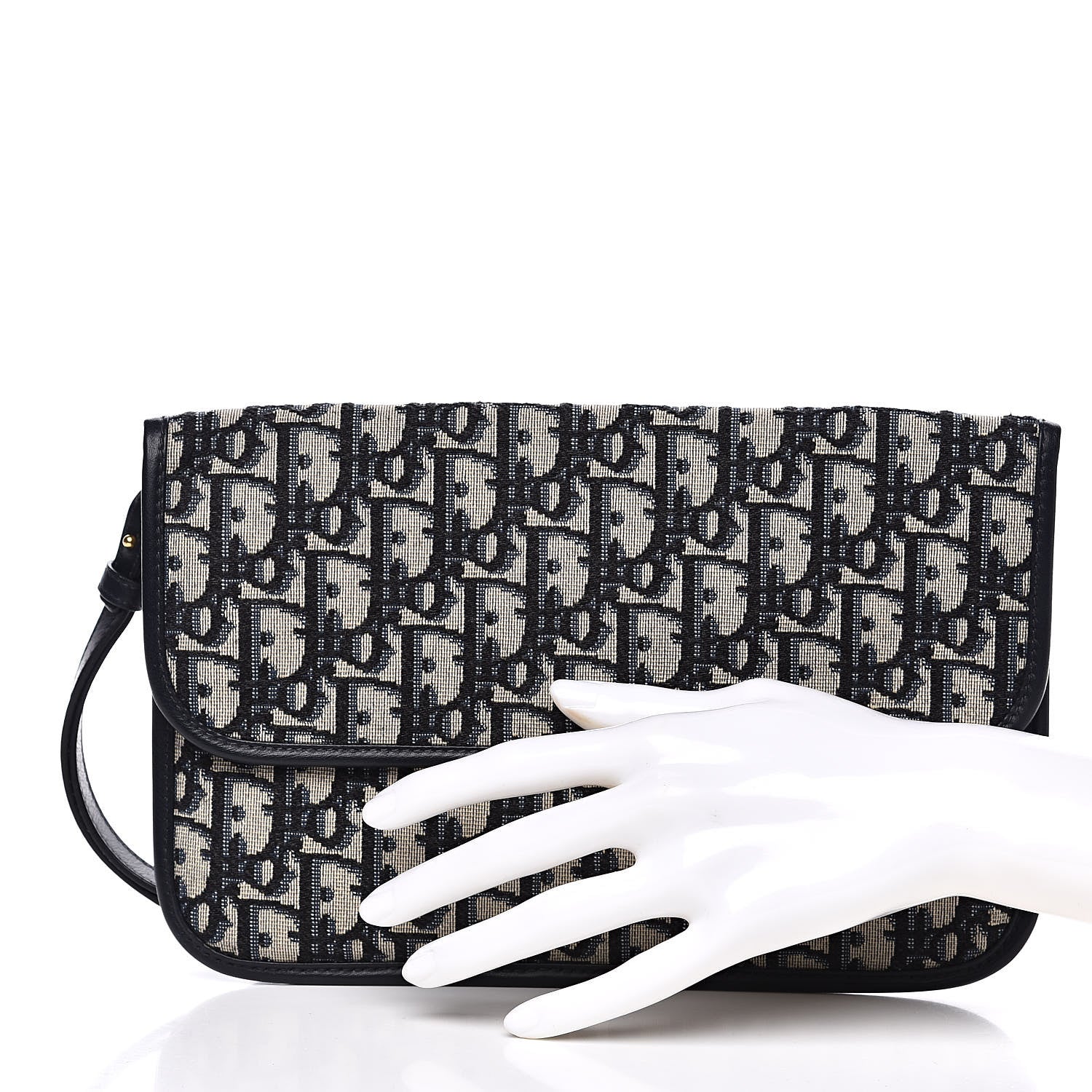 Christian Dior Oblique Flap Pouch Clutch Blue 2 of 8