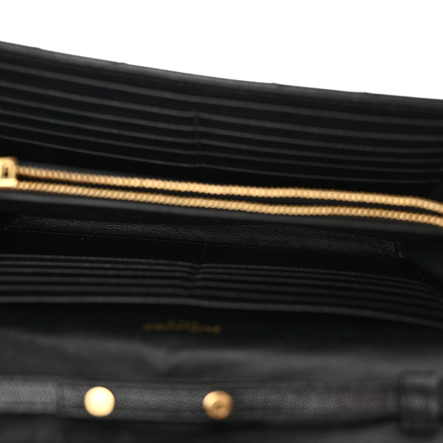 Saint Laurent Grain De Poudre Matelasse Chevron Monogram Chain Wallet Black 5 of 14
