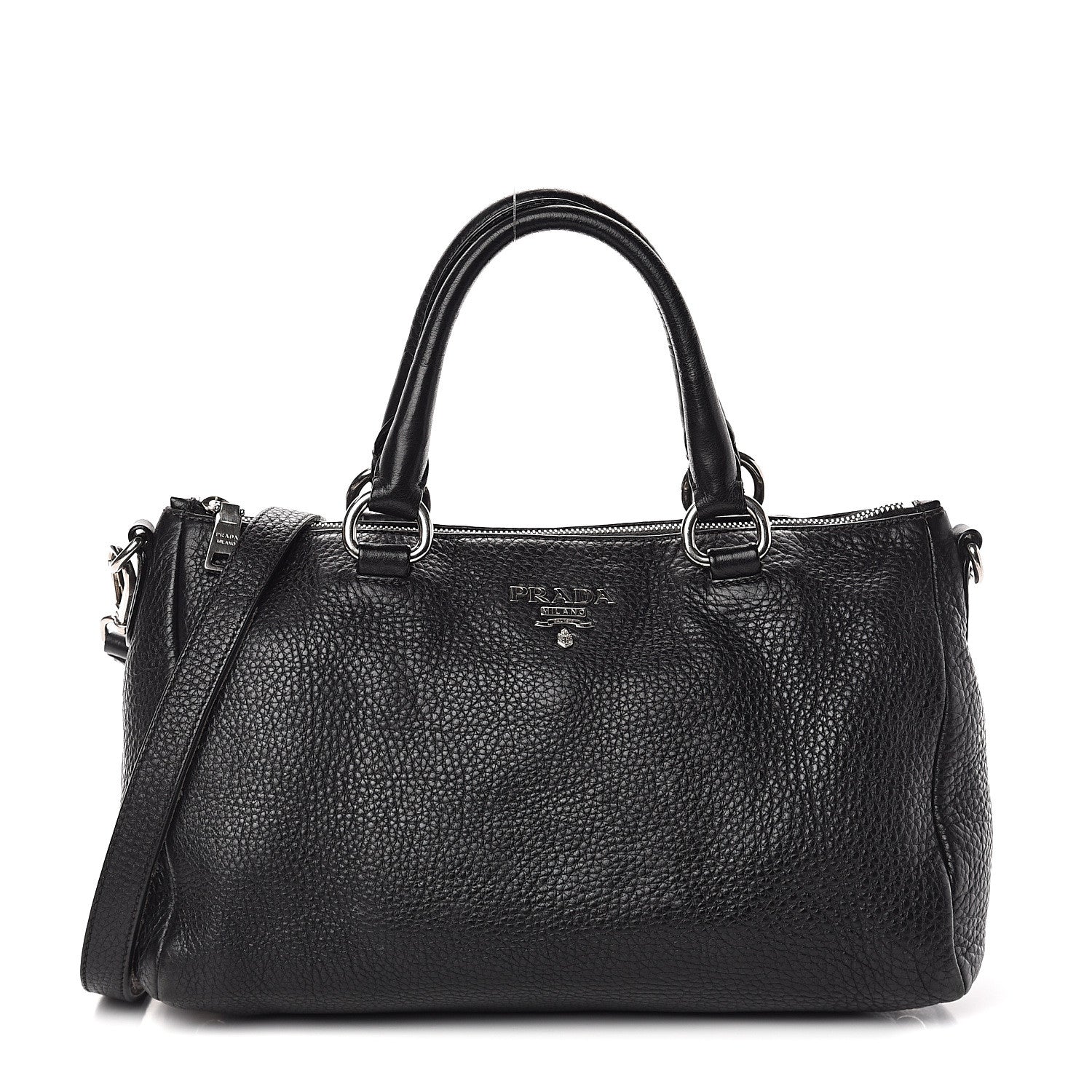 Prada Vitello Daino Shopping Satchel Black 1 of 9