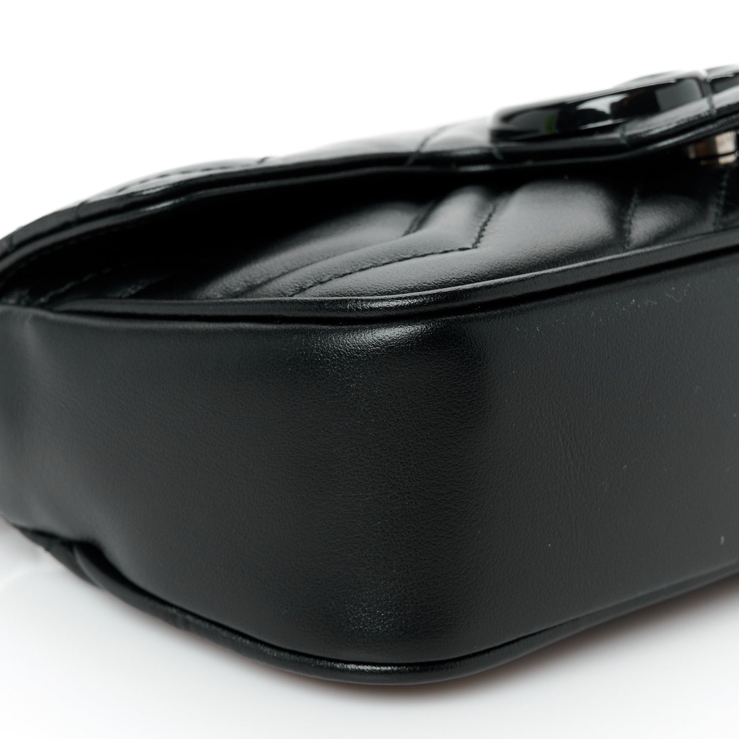 Gucci Calfskin Matelasse Monochrome GG Marmont Chain Belt Bag Black 9 of 11