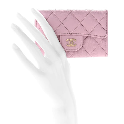 Chanel Caviar Quilted Flap Card Holder Wallet Light Pink 2 of 9