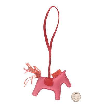 Hermes Milo Lambskin Grigri Rodeo Bag Charm PM Rose Azalee Orange Poppy Rouge Indien 2 of 3