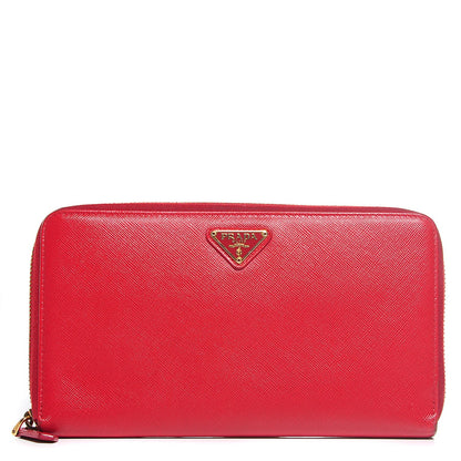 Prada Saffiano Metal Zip Around Wallet Fuoco 1 of 10