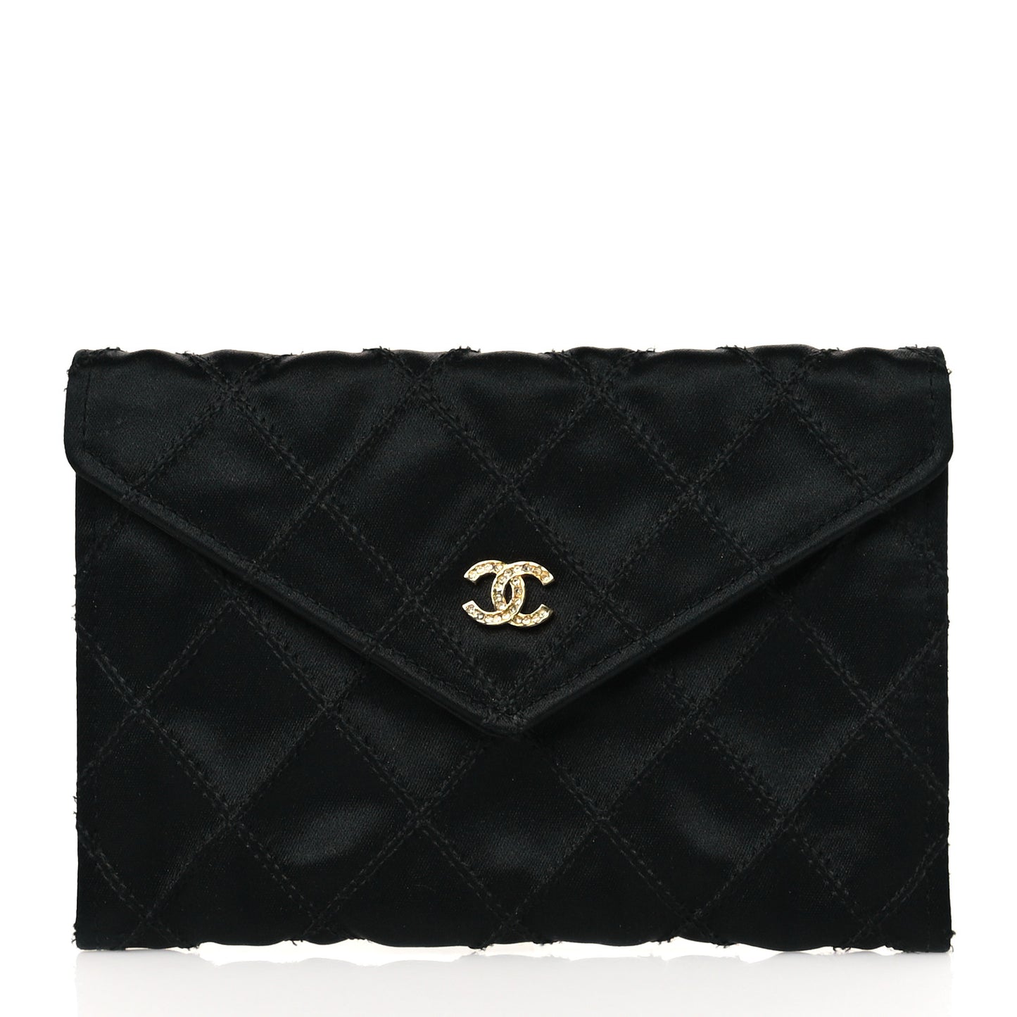Satin Stitched Flap Card Case Black