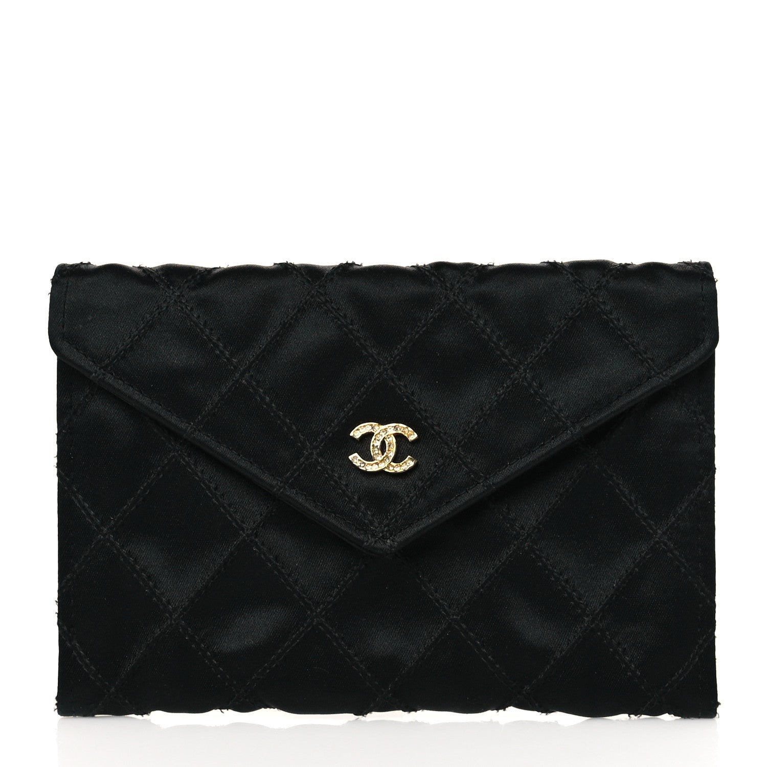 Chanel Satin Stitched Flap Card Case Black 1 of 8