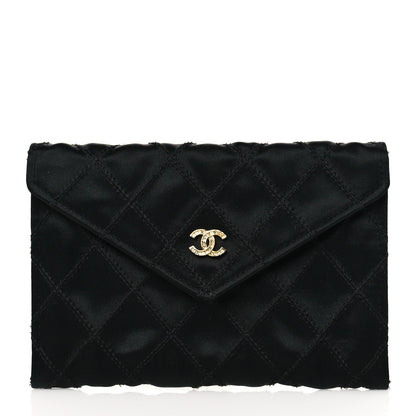 Chanel Satin Stitched Flap Card Case Black 1 of 8