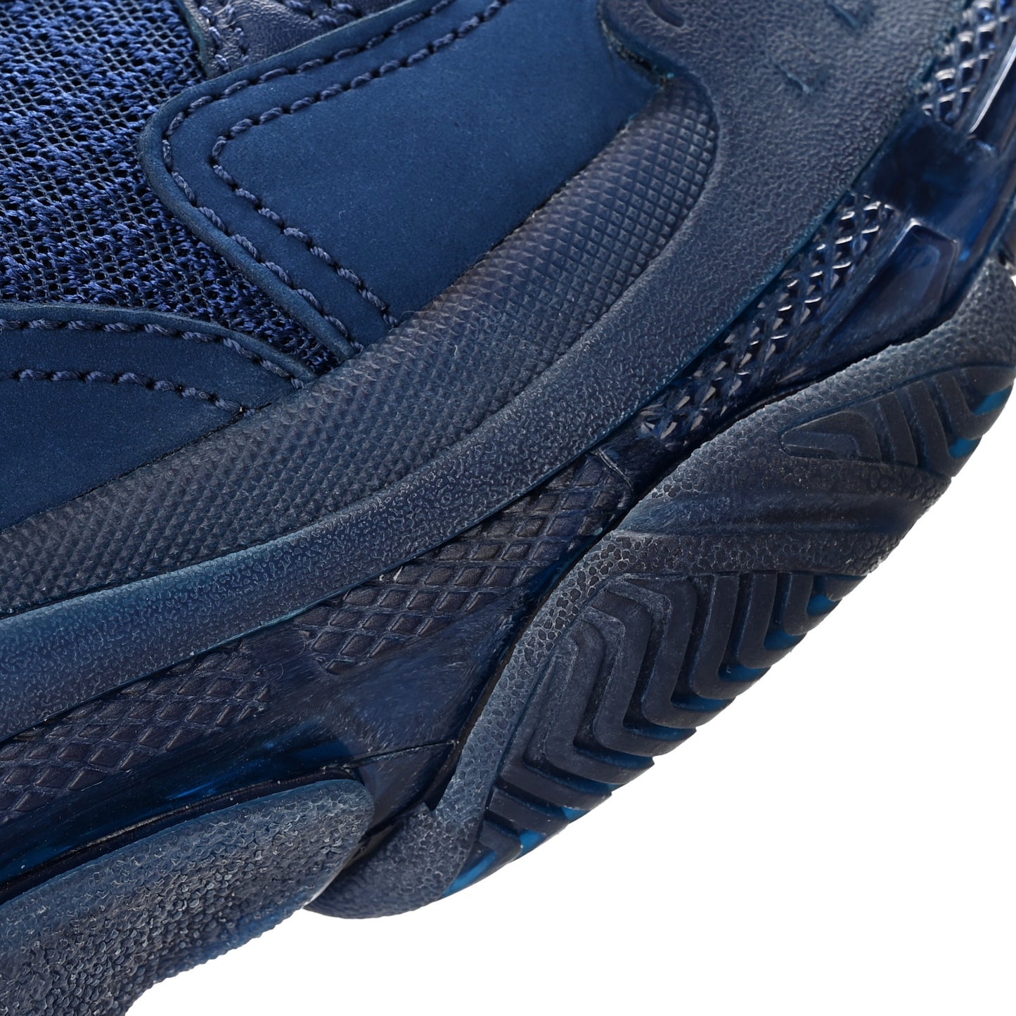 Fabric Mesh Washed Effect Womens Triple S Sneakers 39 Blue