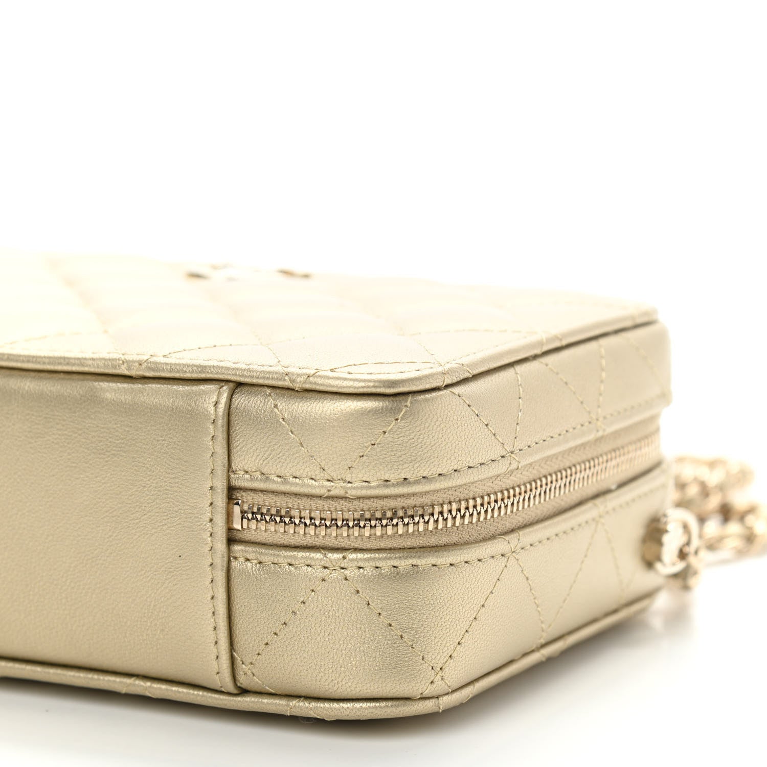 Chanel Metallic Lambskin Quilted Top Handle Vanity Case Gold 9 of 10