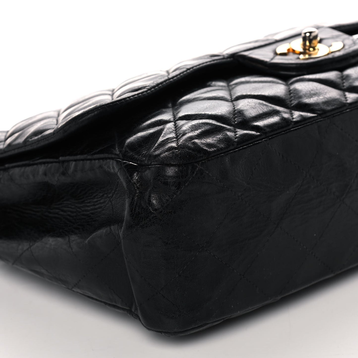 Lambskin Quilted Jumbo Single Flap Black