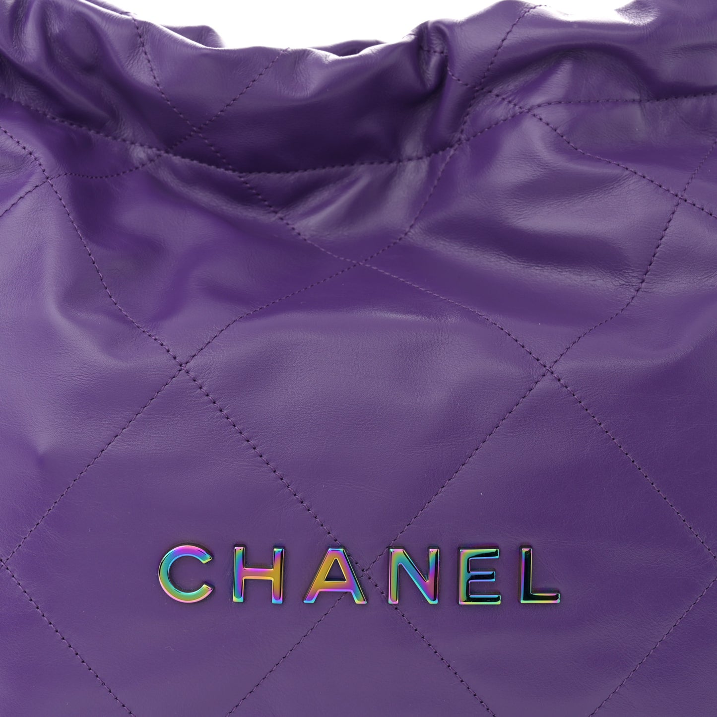 Shiny Calfskin Quilted Rainbow Small Chanel 22 Purple