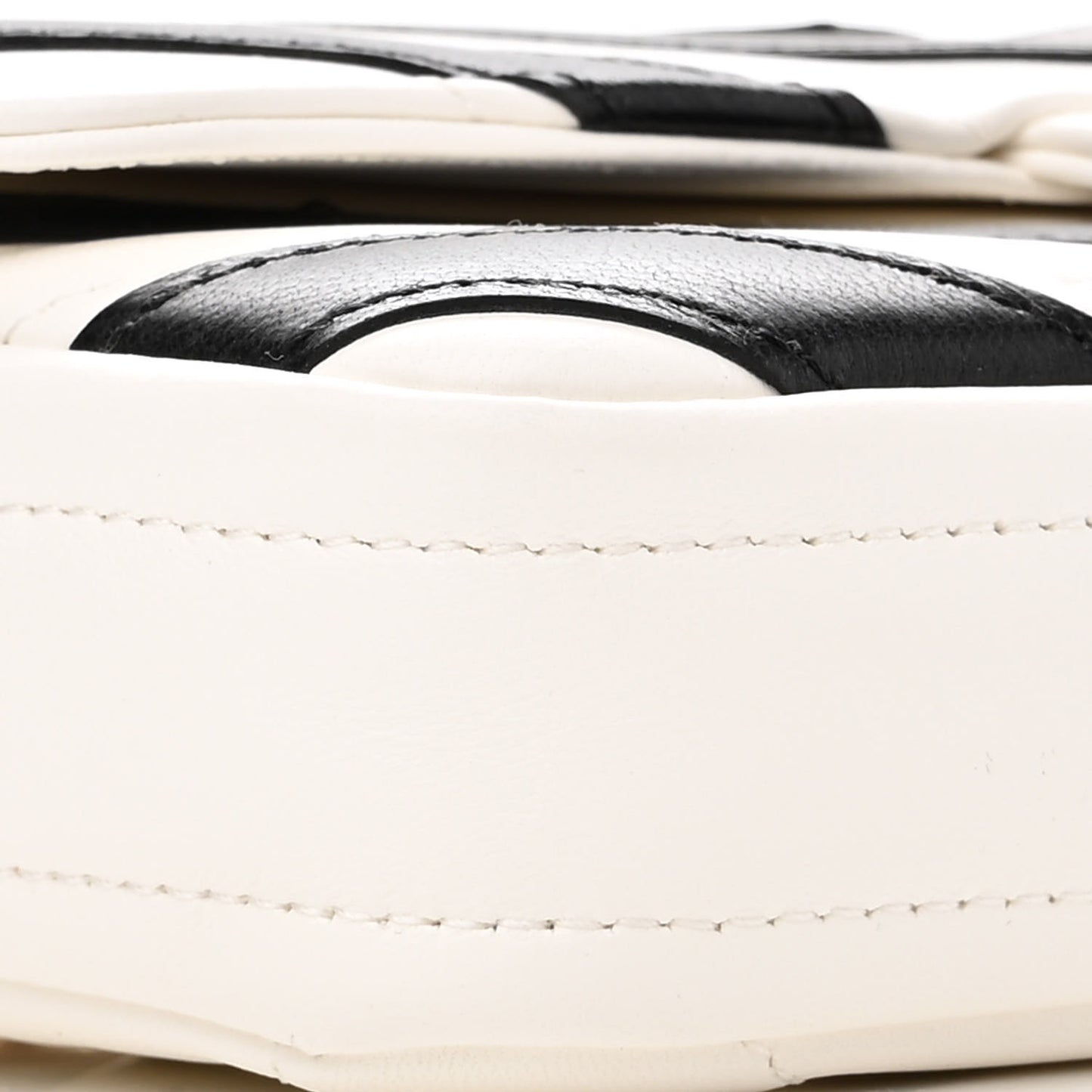 Lambskin Chevron Stitched Flap White Black