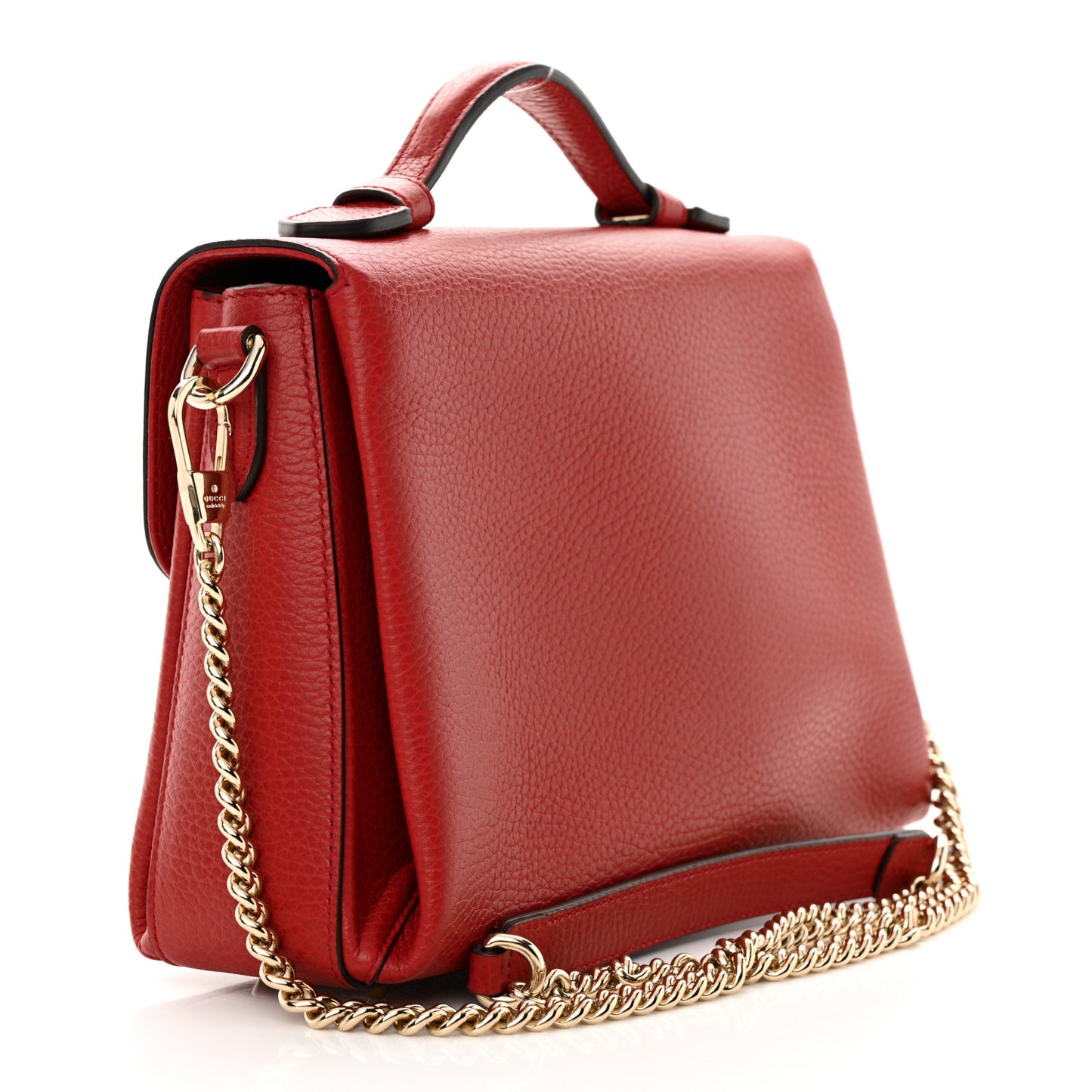 Dollar Calfskin Interlocking G Top Handle Shoulder Bag Red