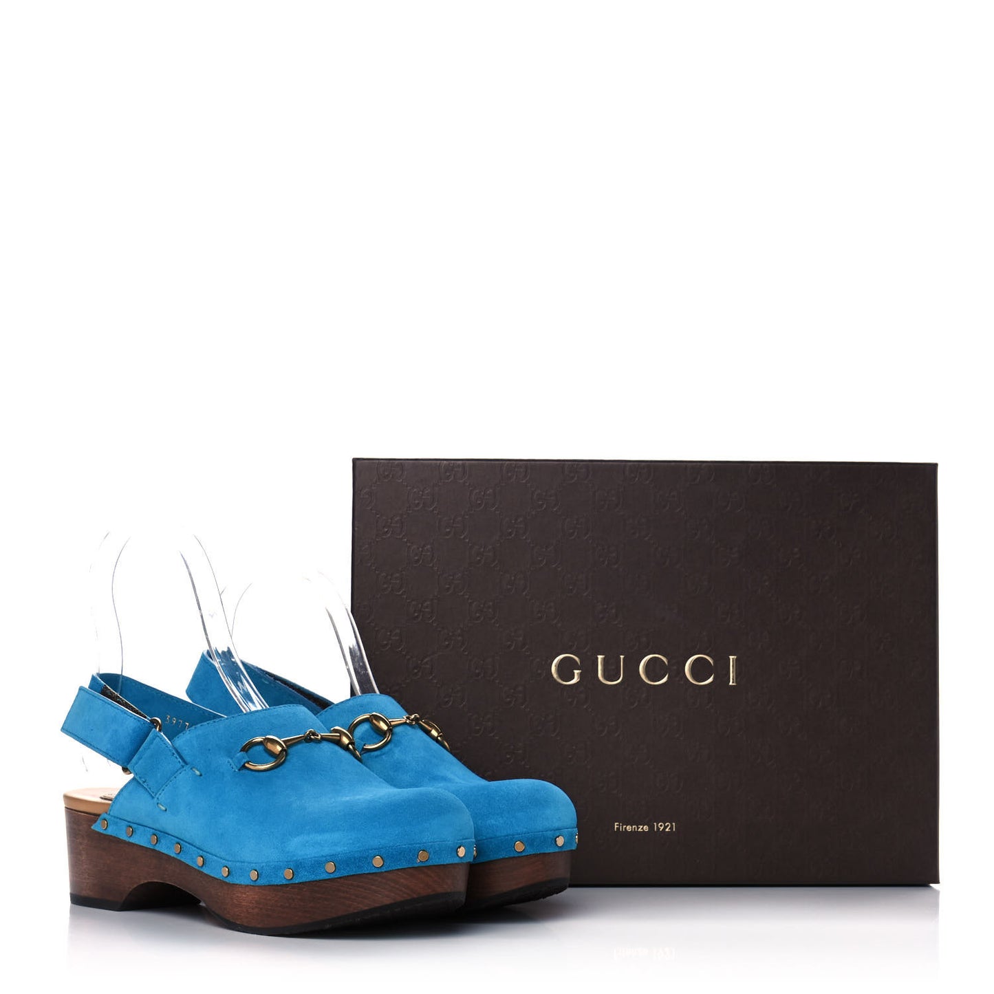 Suede Horsebit Amstel Slingback Clogs 38.5 New Bright Turquoise