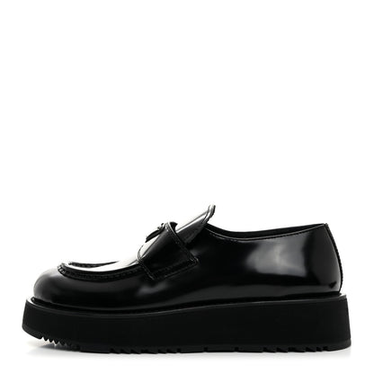 Prada Spazzolato Metal Triangle Logo Flatform 45mm Loafers 40 Black 1 of 9