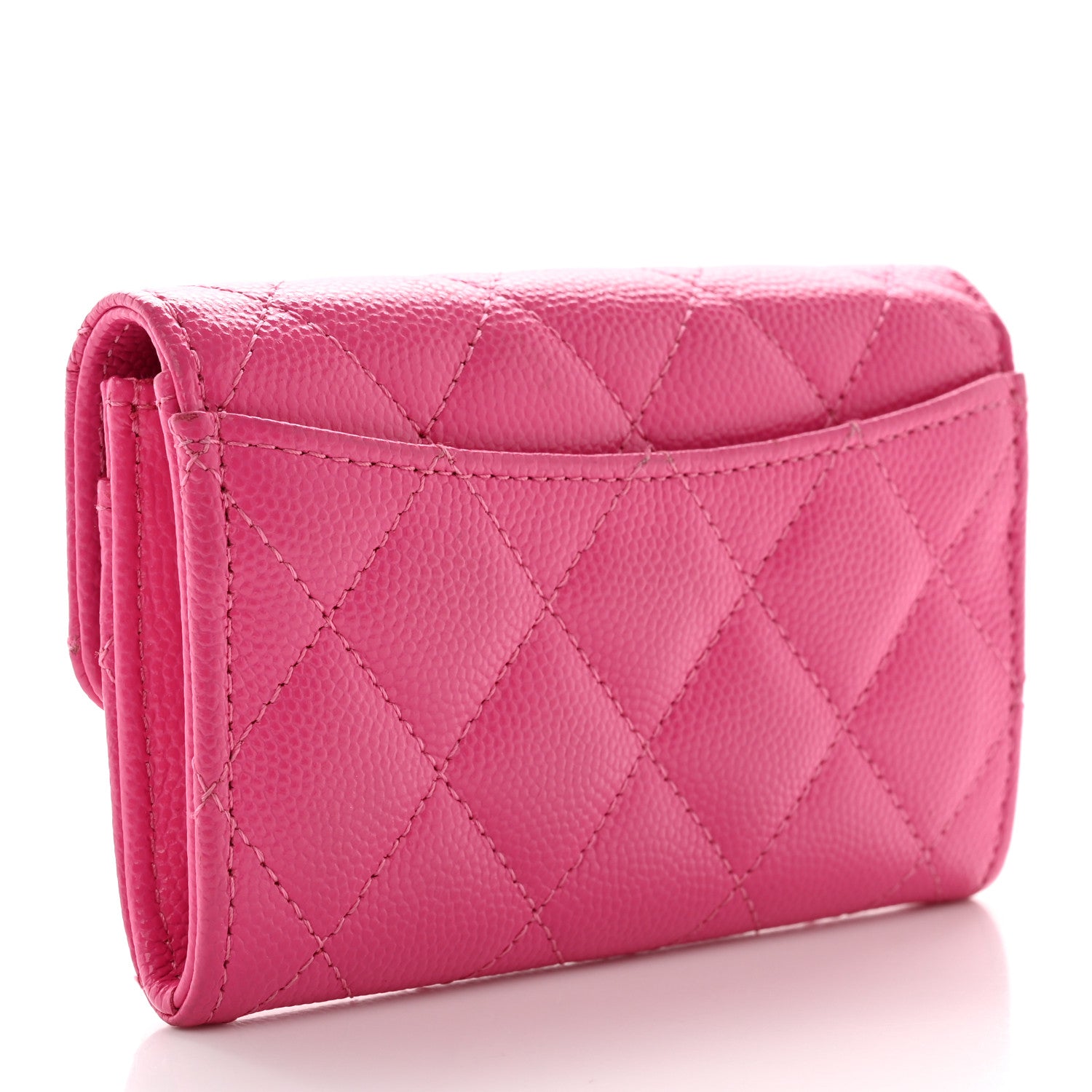 Chanel Caviar Quilted Flap Card Holder Wallet Dark Pink 3 of 11