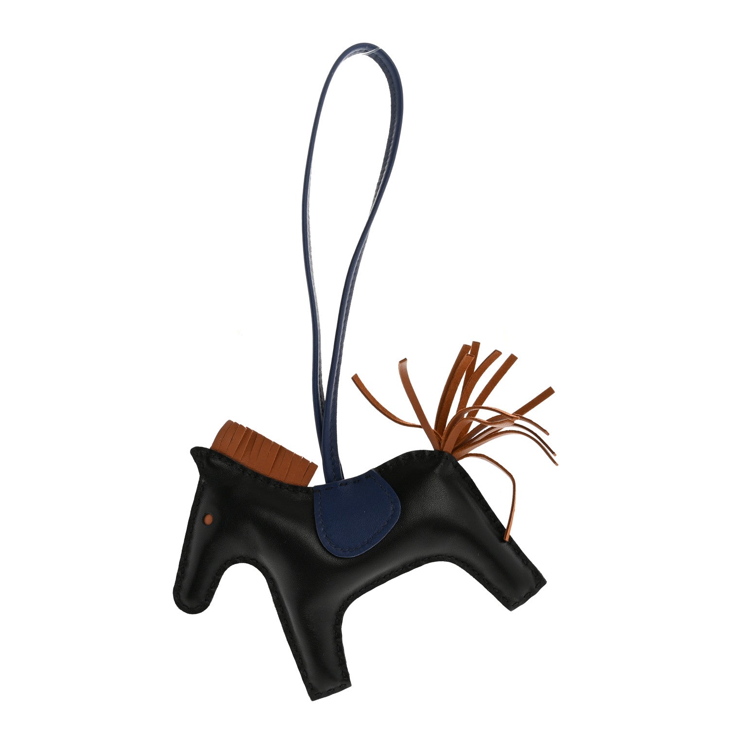 Hermes Milo Lambskin Grigri Rodeo Horse Bag Charm MM Black Blue Saphir Gold 1 of 4