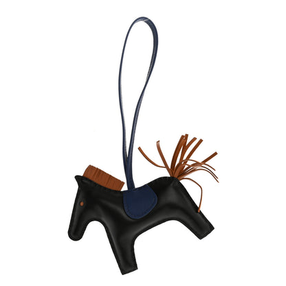 Hermes Milo Lambskin Grigri Rodeo Horse Bag Charm MM Black Blue Saphir Gold 1 of 4