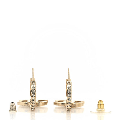 Chanel Crystal Lock Symbols CC Hoop Drop Earrings Gold 3 of 4