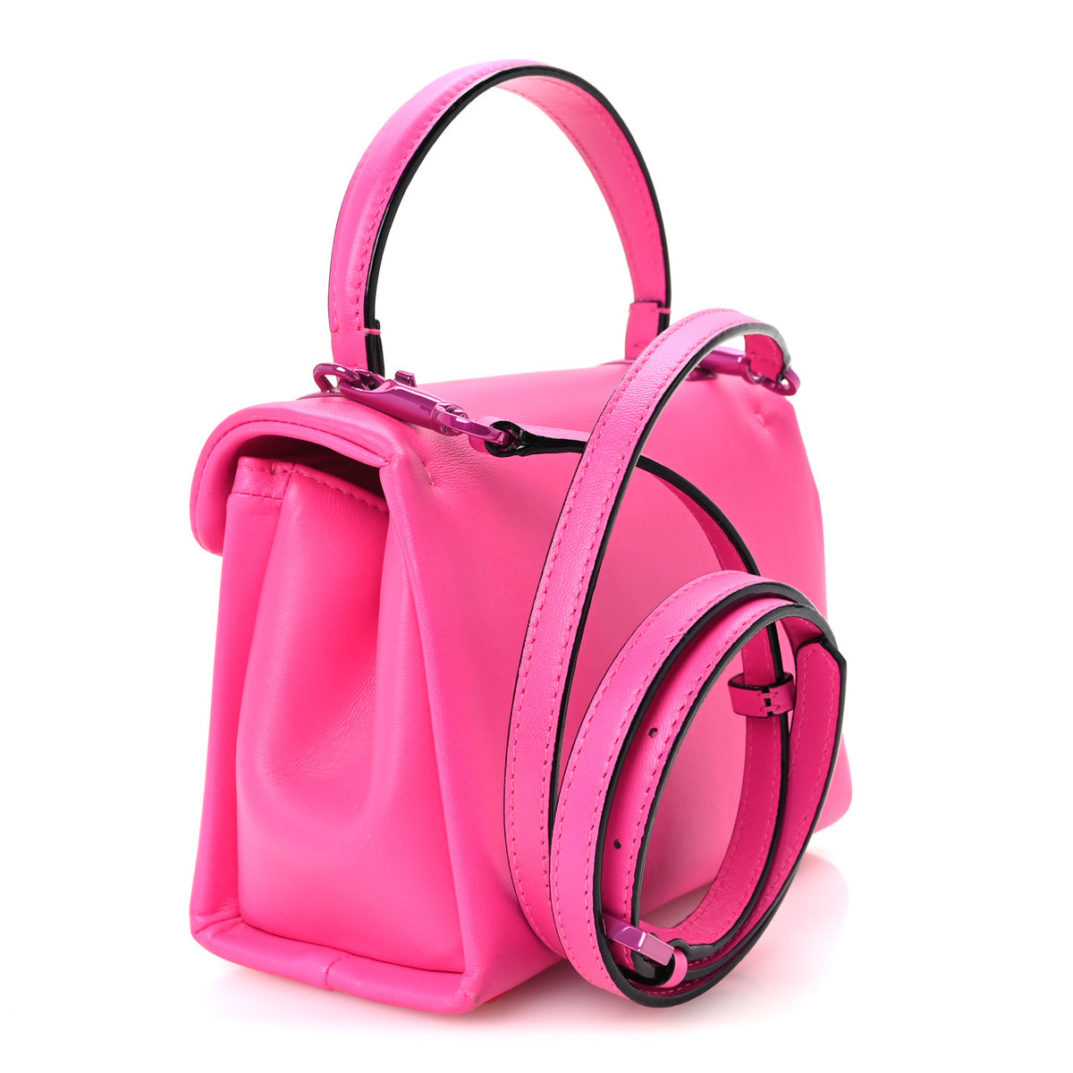 Valentino Garavani Nappa Tonal Monochrome Mini One Stud Top Handle Bag Pink PP 3 of 10