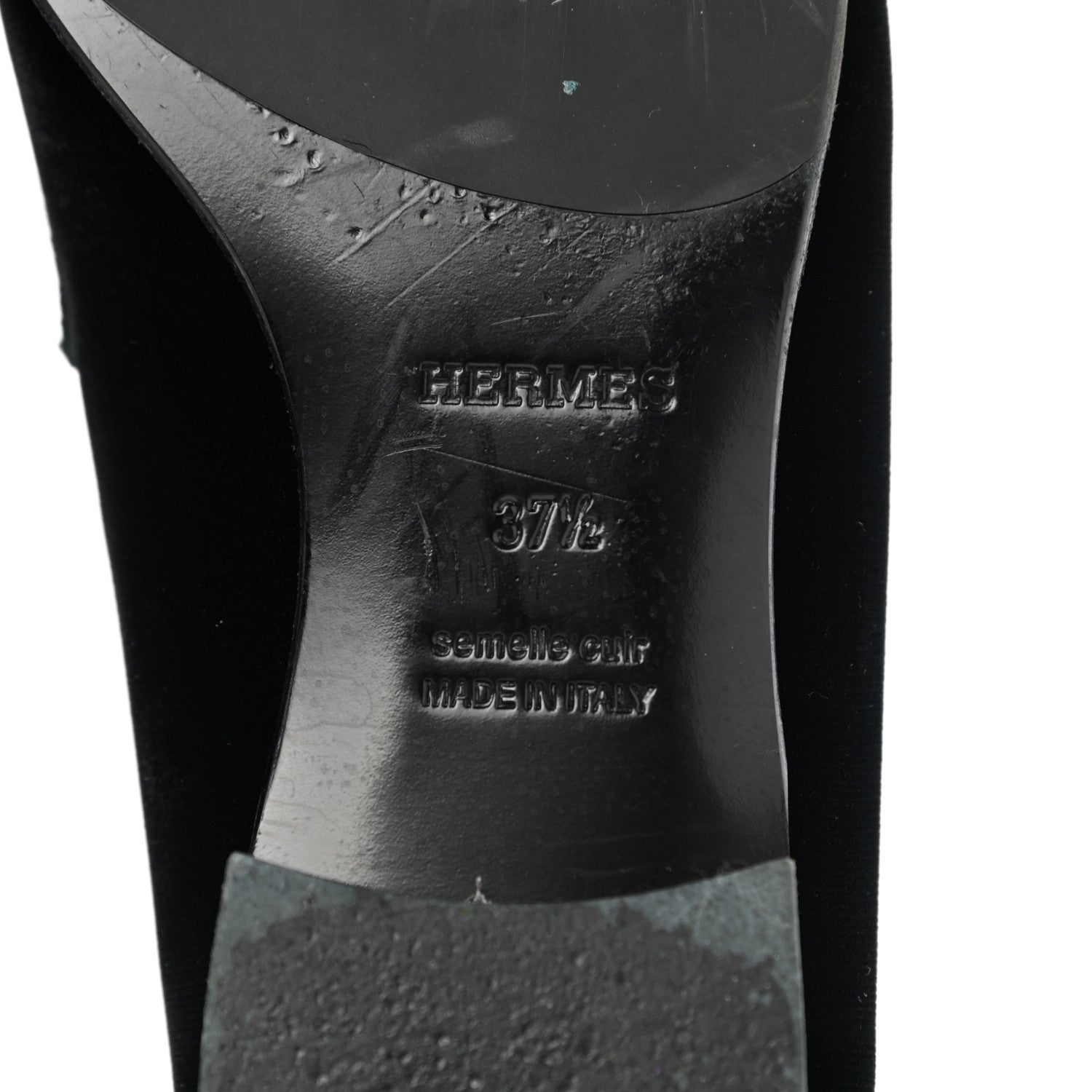 Hermes Velvet Womens Paris Loafers 37.5 Black 7 of 13