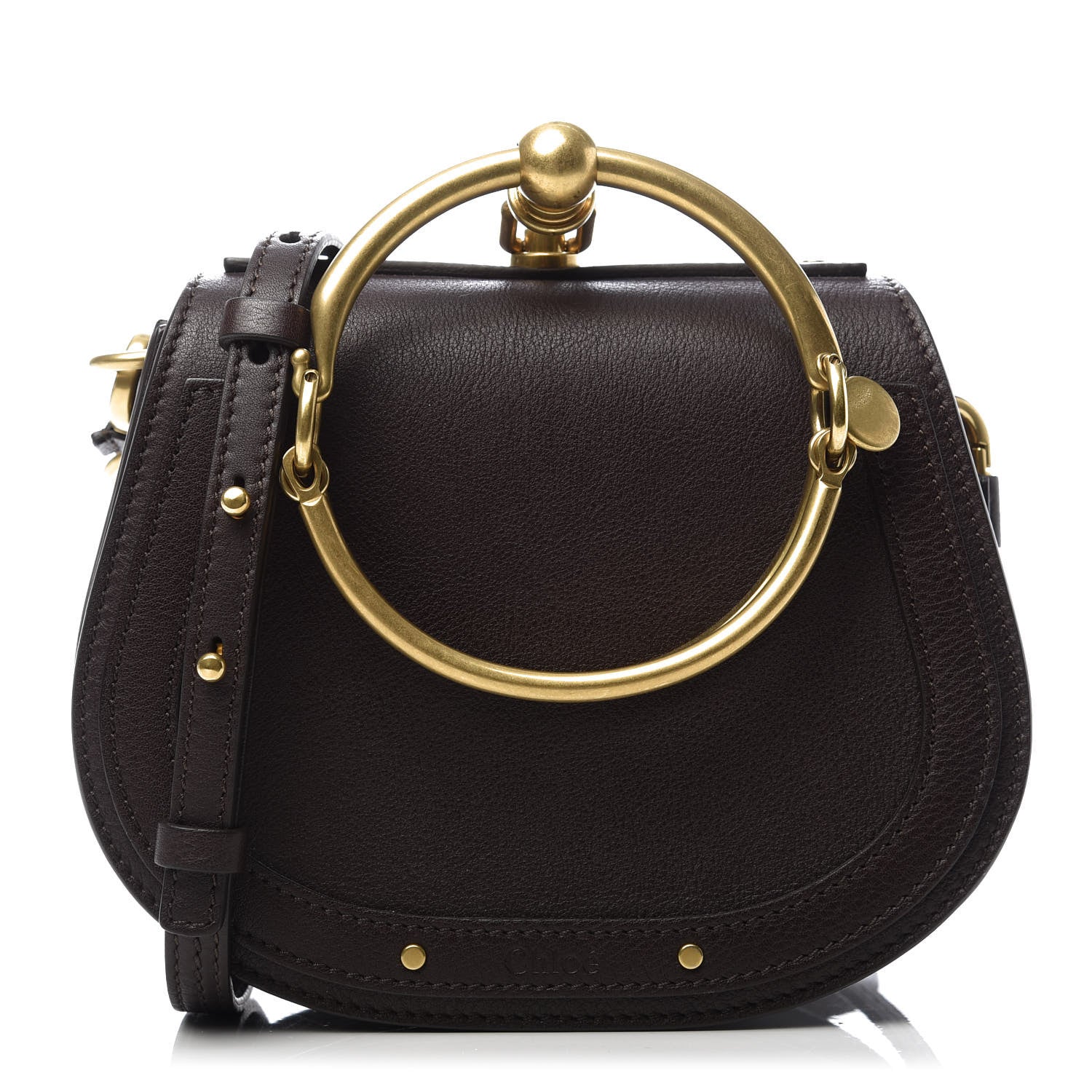Chloe Calfskin Suede Small Nile Bracelet Bag Carbon Brown 1 of 8