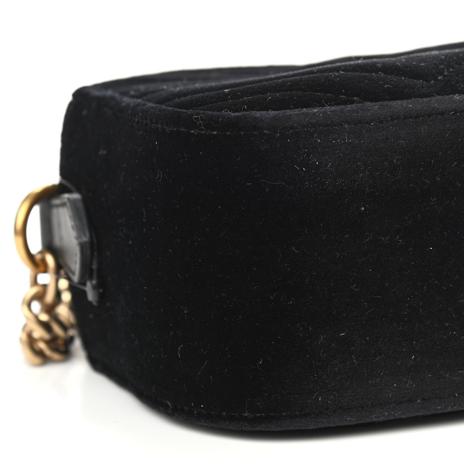 Gucci Velvet Matelasse Small GG Marmont Chain Shoulder Bag Black 9 of 10