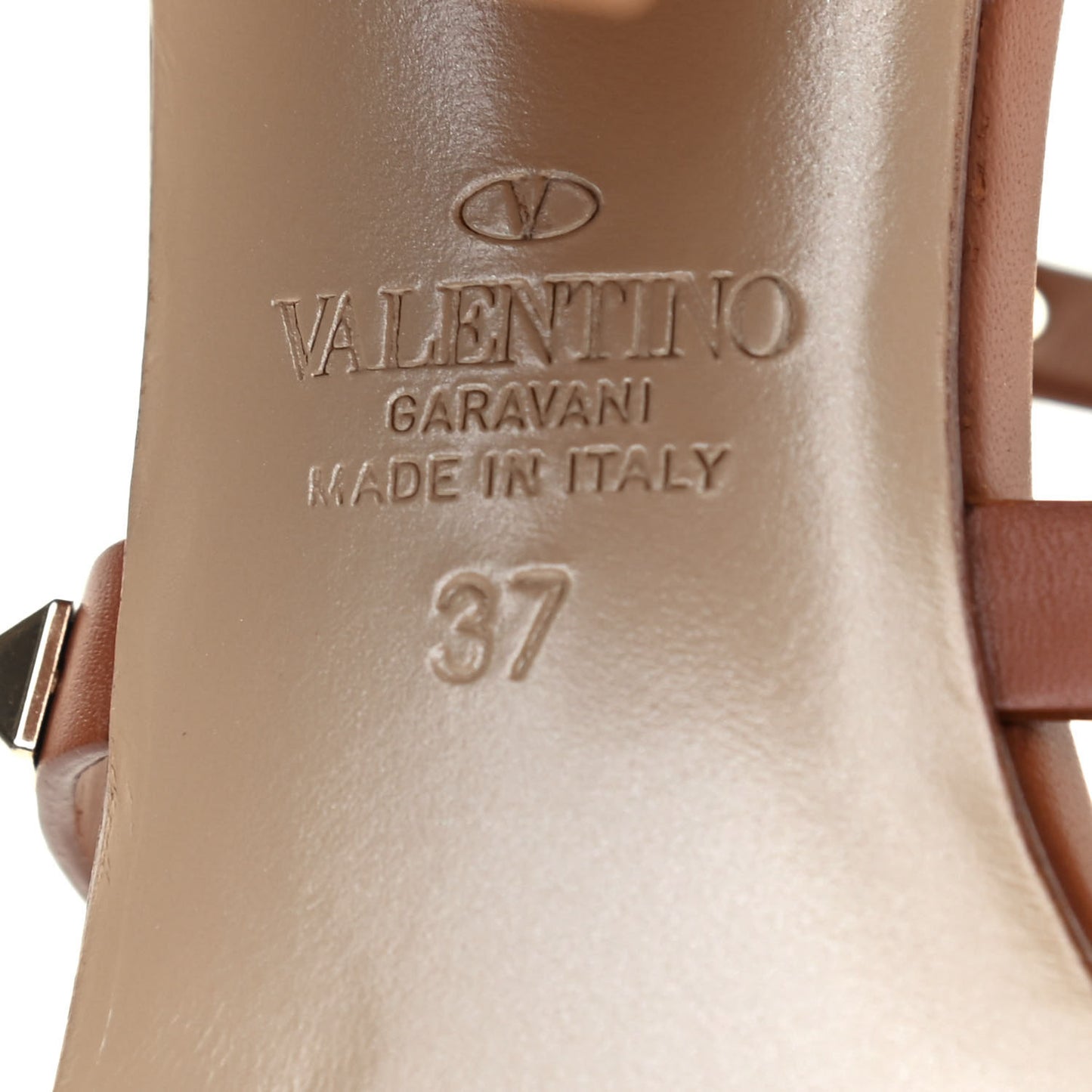 Calfskin Rockstud 90mm City Sandals 37 Saddle Brown