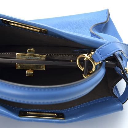 Fendi Vitello Seta Medium Peekaboo Iconic Satchel Blue Royal 4 of 11