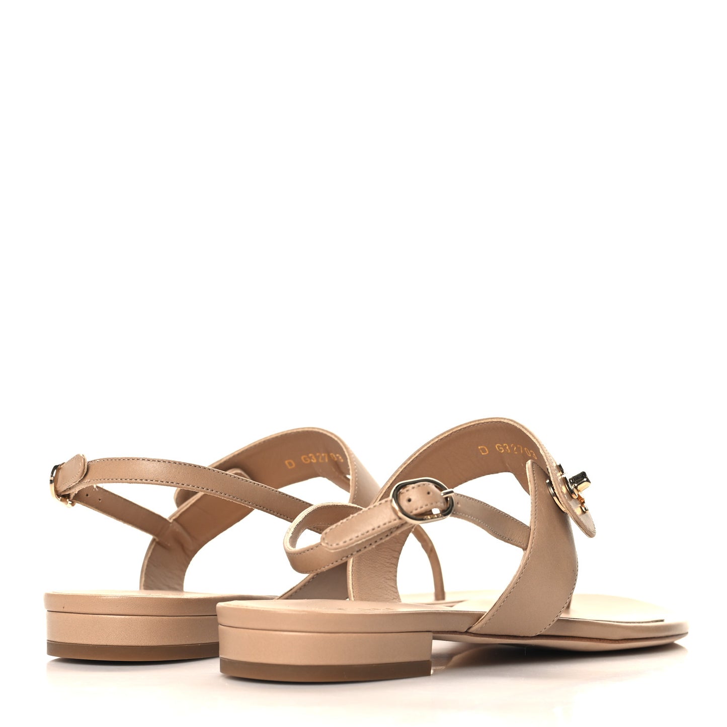 Calfskin CC Thong Sandals 37.5 Beige