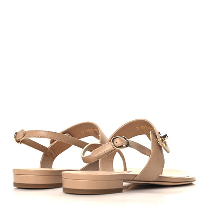 Chanel Calfskin CC Thong Sandals 37.5 Beige 5 of 10