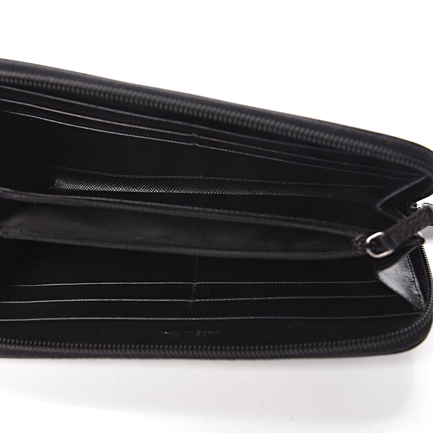 Saffiano Metal Zip Around Wallet Black