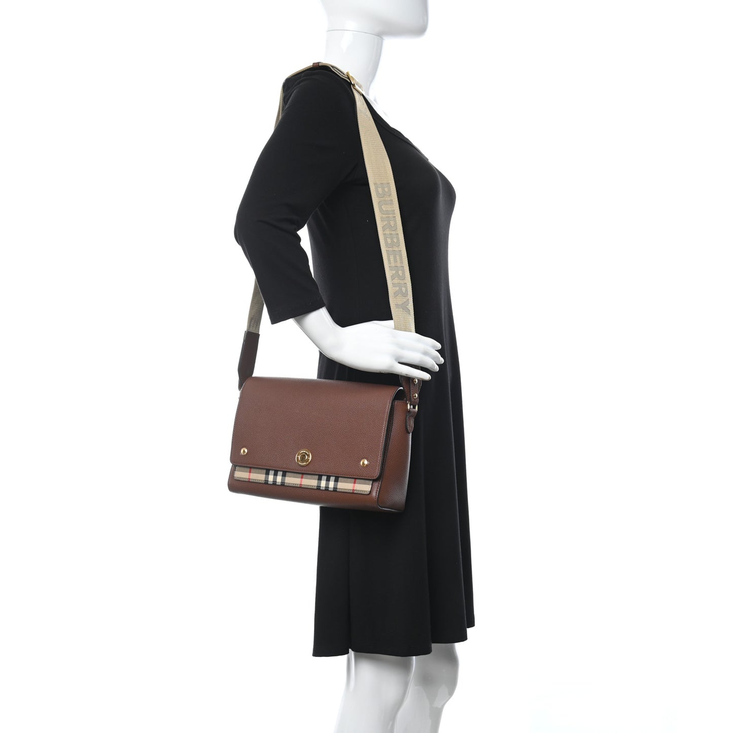 Calfskin Vintage Check Note Crossbody Bag Tan
