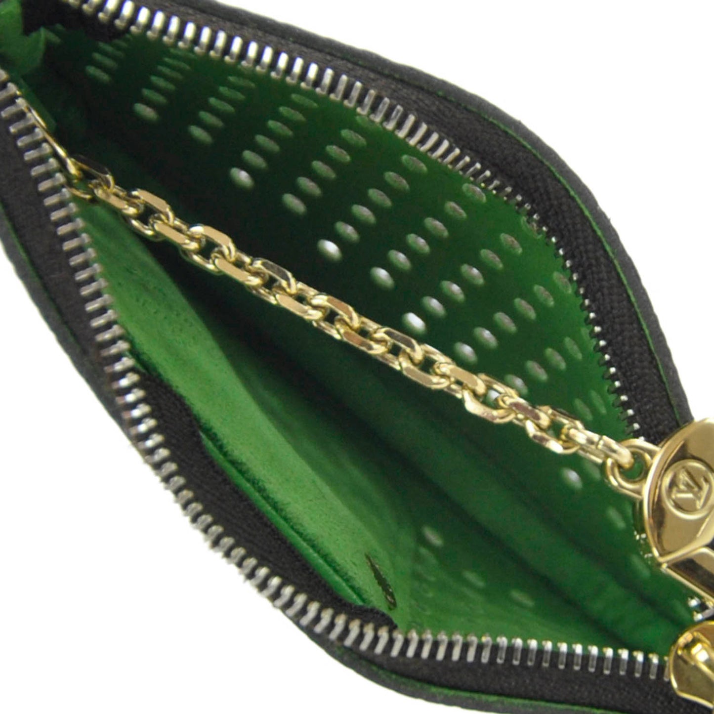 Monogram Perforated Key Pouch Green