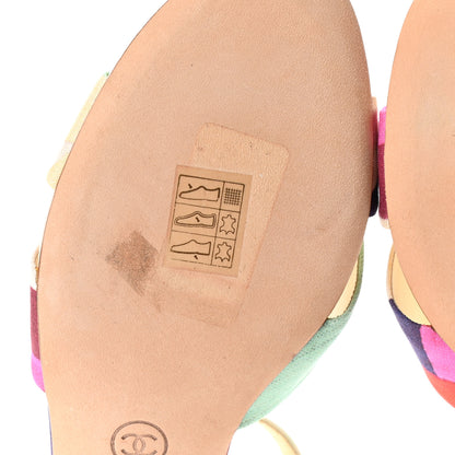 Chanel Fabric Camellia Embossed Sandals 38.5 Multicolor 8 of 10