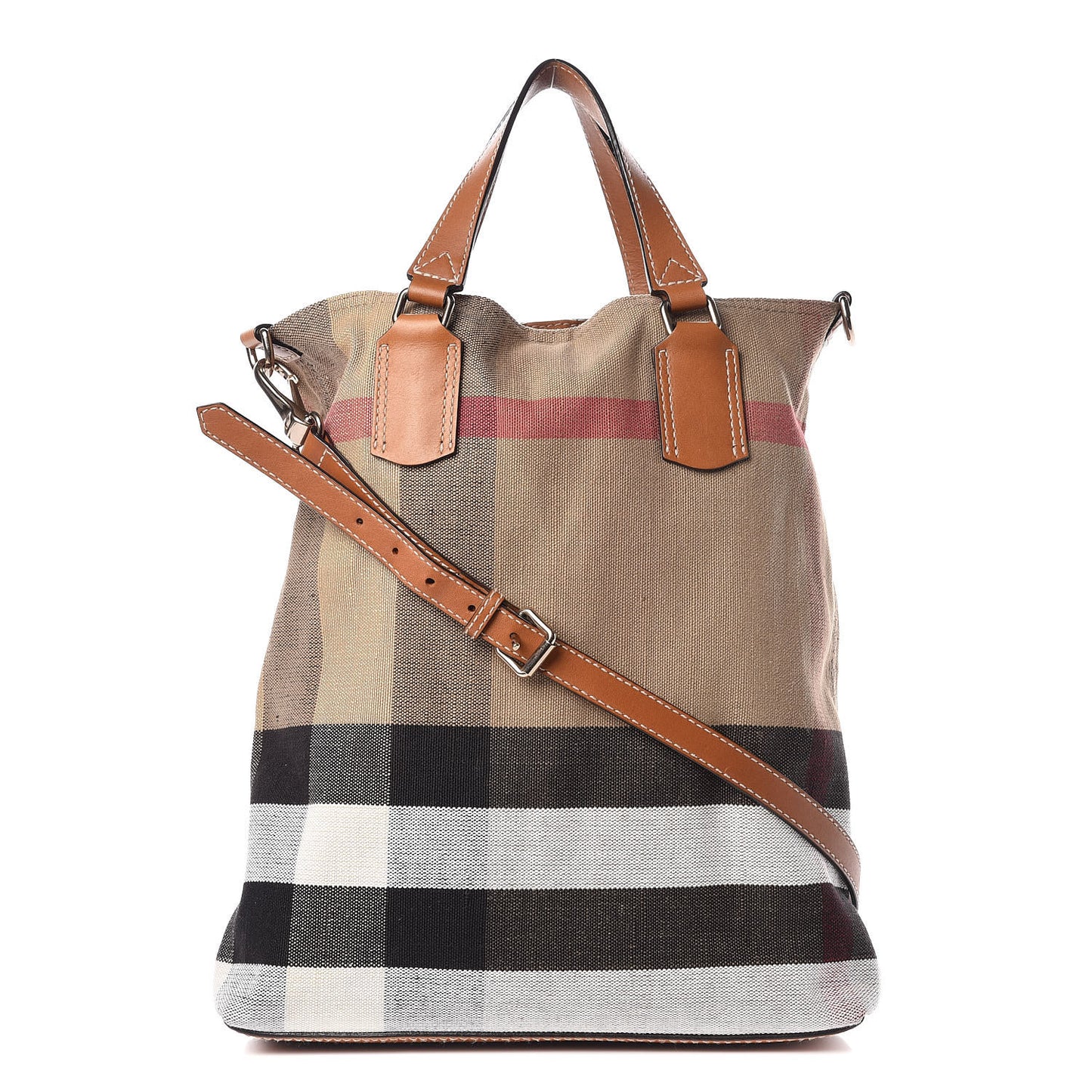 Canvas Mega Check Medium Tottenham Brit Tote Saddle Brown