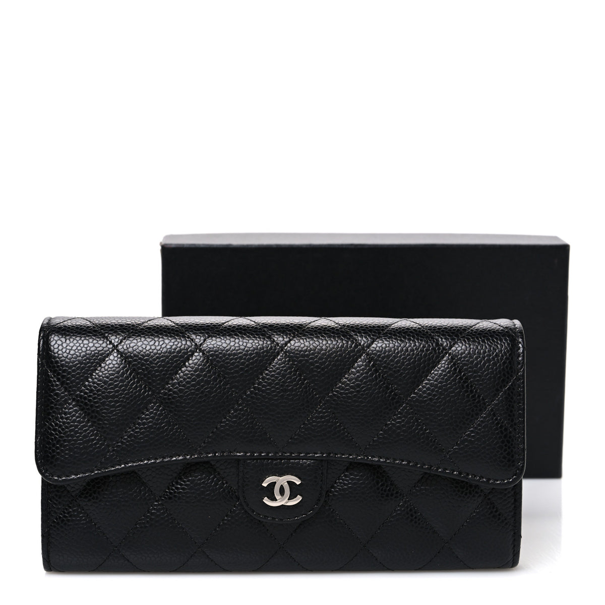 Chanel Caviar Quilted Large Gusset Flap Wallet Black 9 of 9