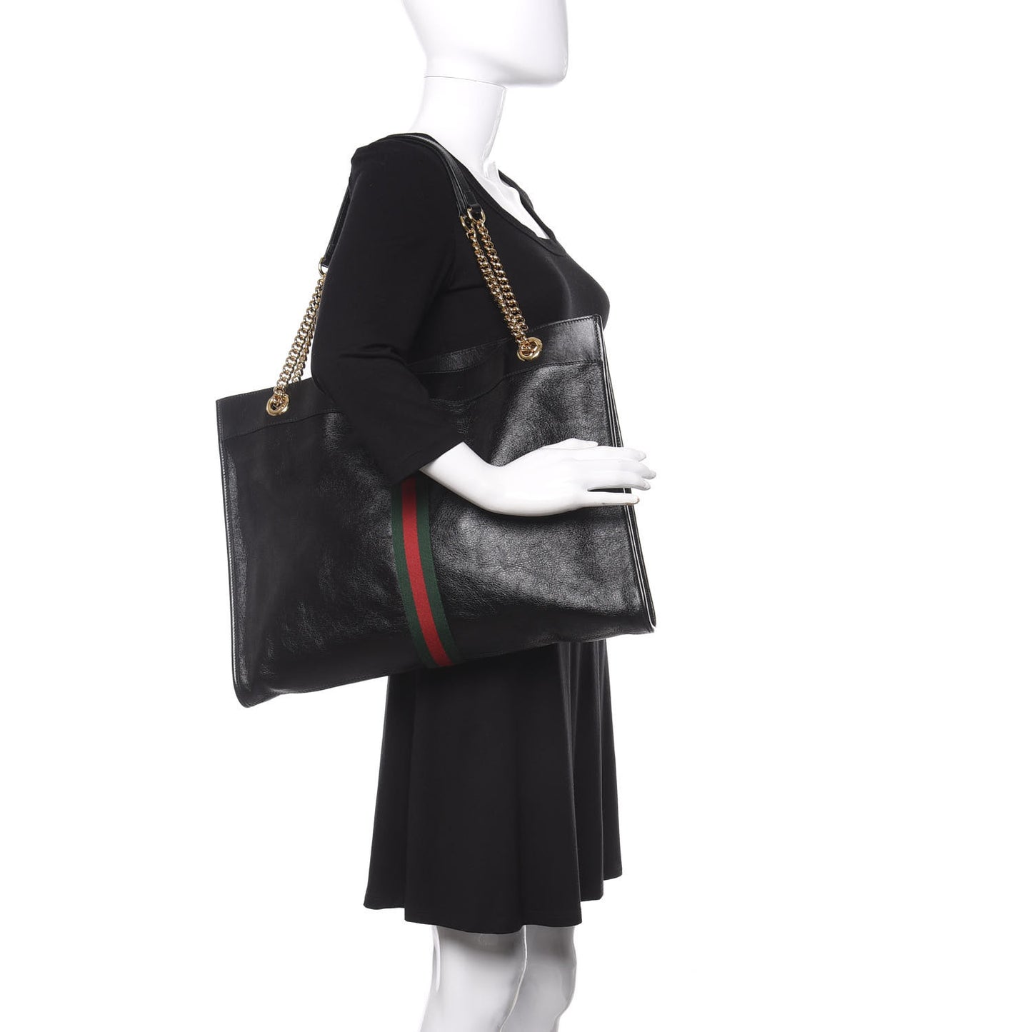 Calfskin Large Rajah Chain Tote Black
