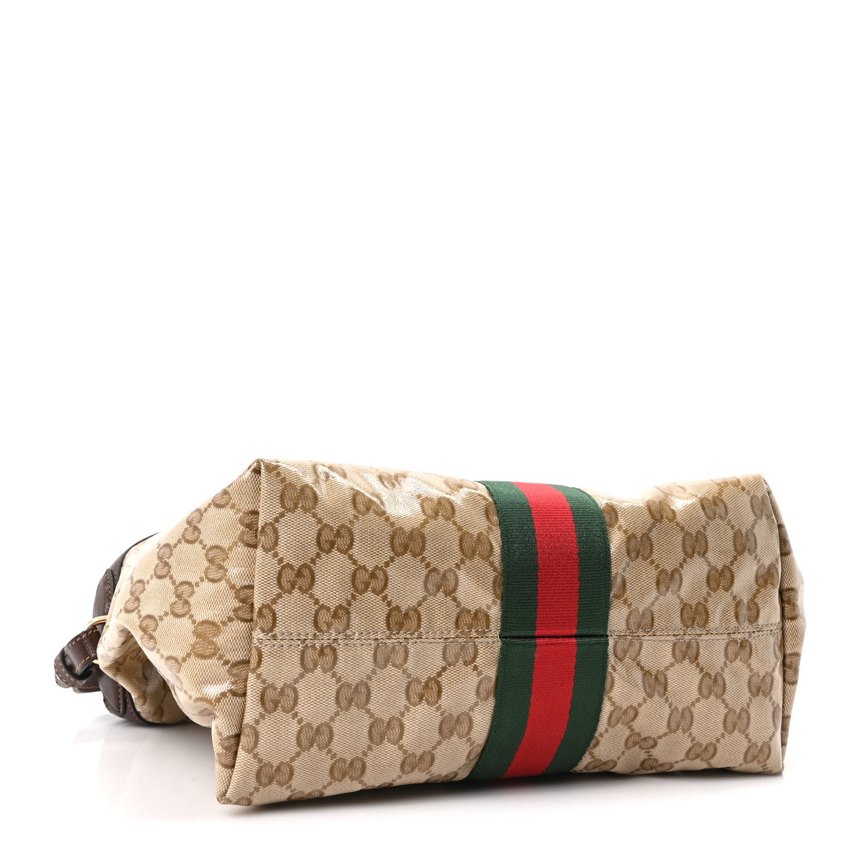 Gucci Varnished Monogram Web Small Giglio Tote Sand Dark Brown 5 of 11
